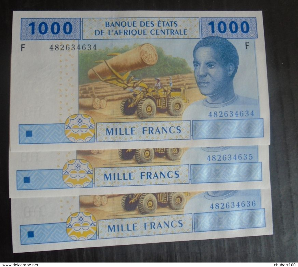 EQUATORIAL GUINEA ,  P  507Fc ,  1000 Francs , 2002,  UNC , 3 Consecutive Notes - États D'Afrique Centrale