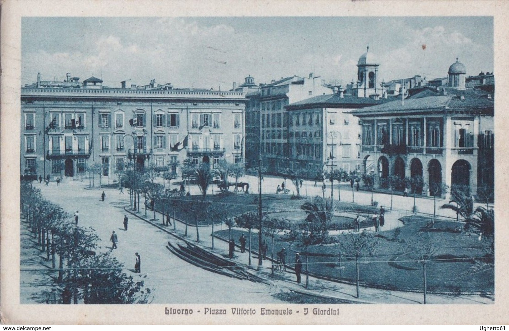 Livorno - Piazza Vittorio Emanuele - I Giardini Viaggiata Anni '20 - Livorno