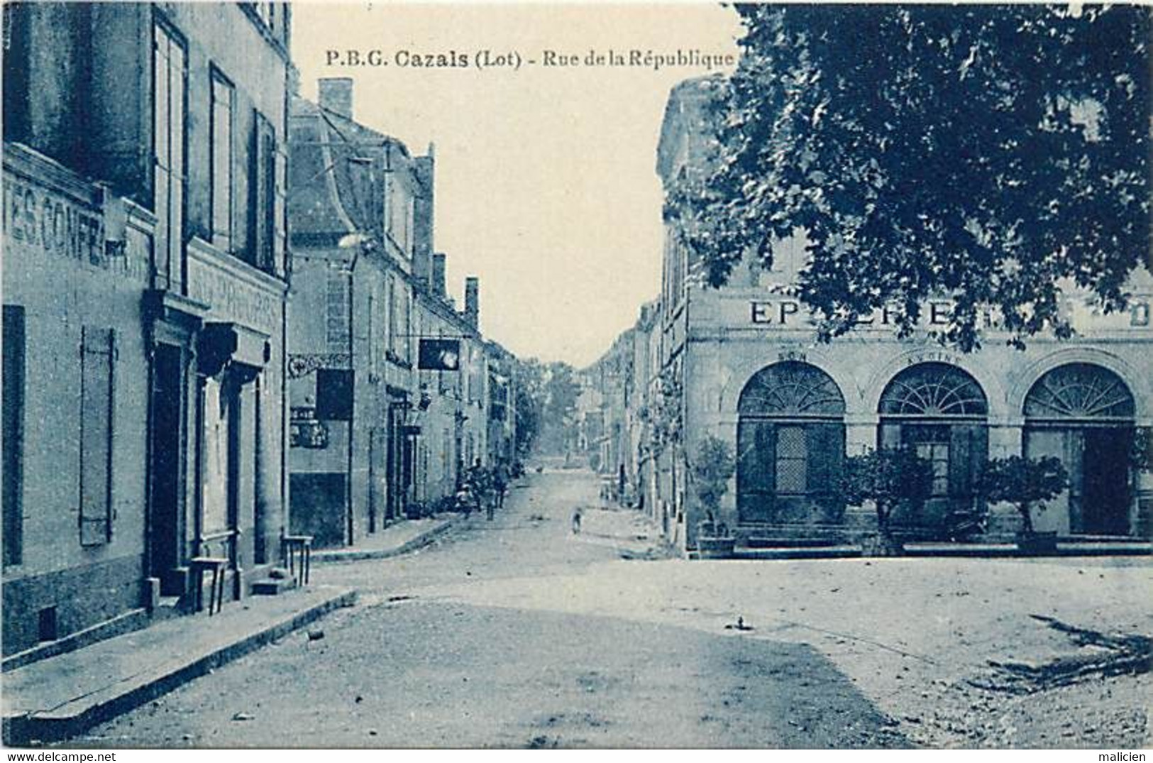 - Dpts Div. -ref-BD794- Lot - Cazals - Rue De La République - Epicerie -  Magasin Confection - Au Progrès - - Cazals