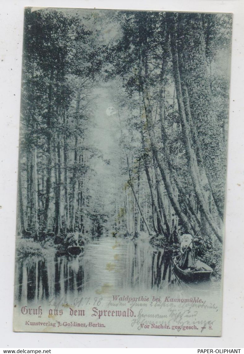 0-7551 ALT - ZAUCHE, Waldpartie Bei Kannomühle, Kähne, 1898 - Lieberose
