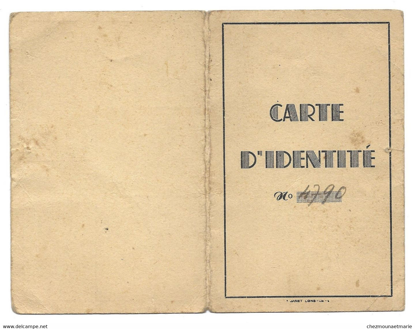 1943 LONS LE SAUNIER LUGAND CLAIRE EP FAIVRE NE A LONS EN 1897 BOUCHERE - CARTE IDENTITE - Documenti Storici