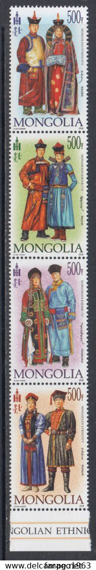 2019 Mongolia Cultural Costumes  Ethnicity Culture Complete Strip Of 4 MNH - Mongolia