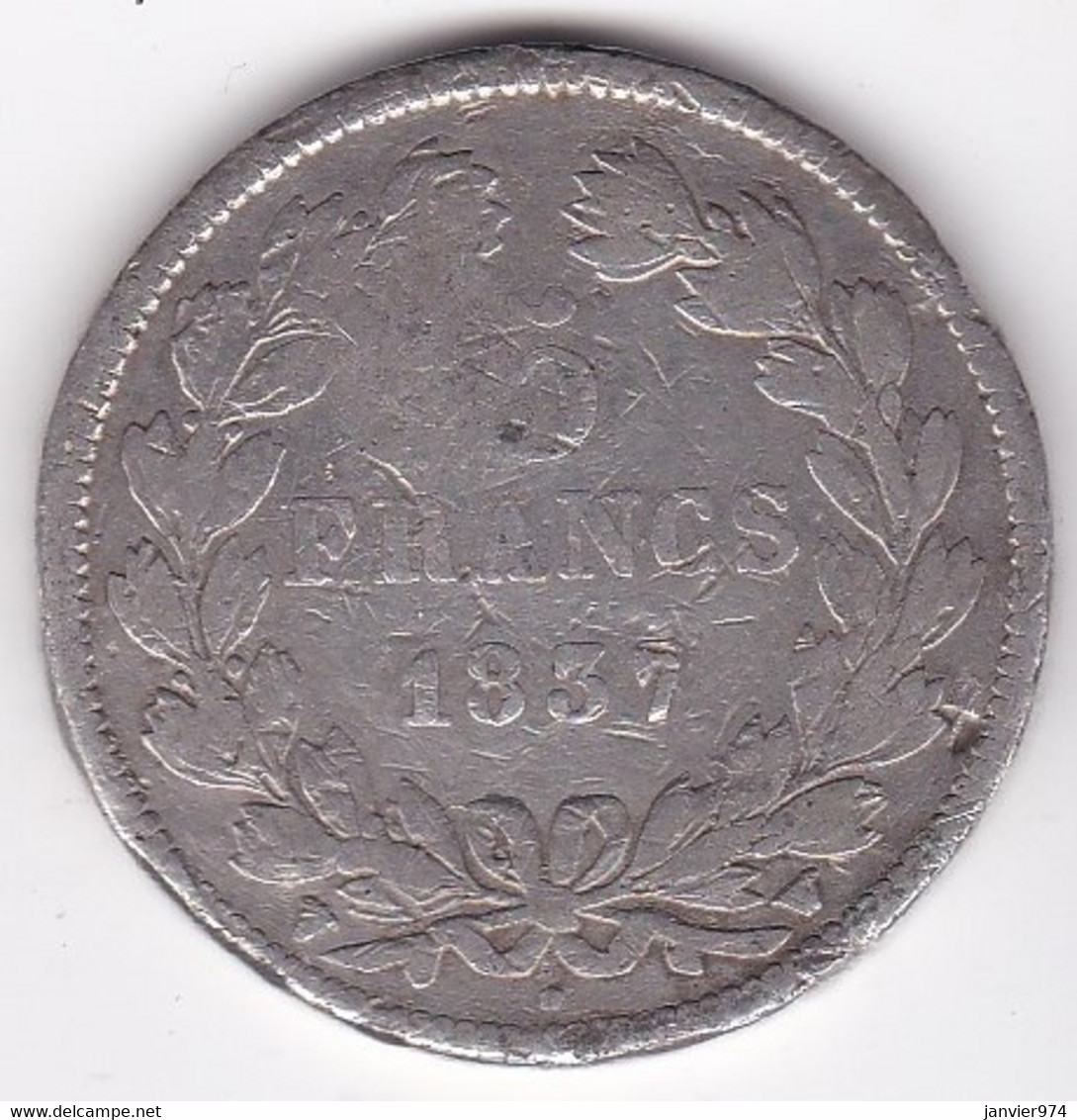 5 Francs 1837 W , Louis Philippe I, Avec Contremarque ETOILE à 5 Branches , En Argent. - 5 Francs