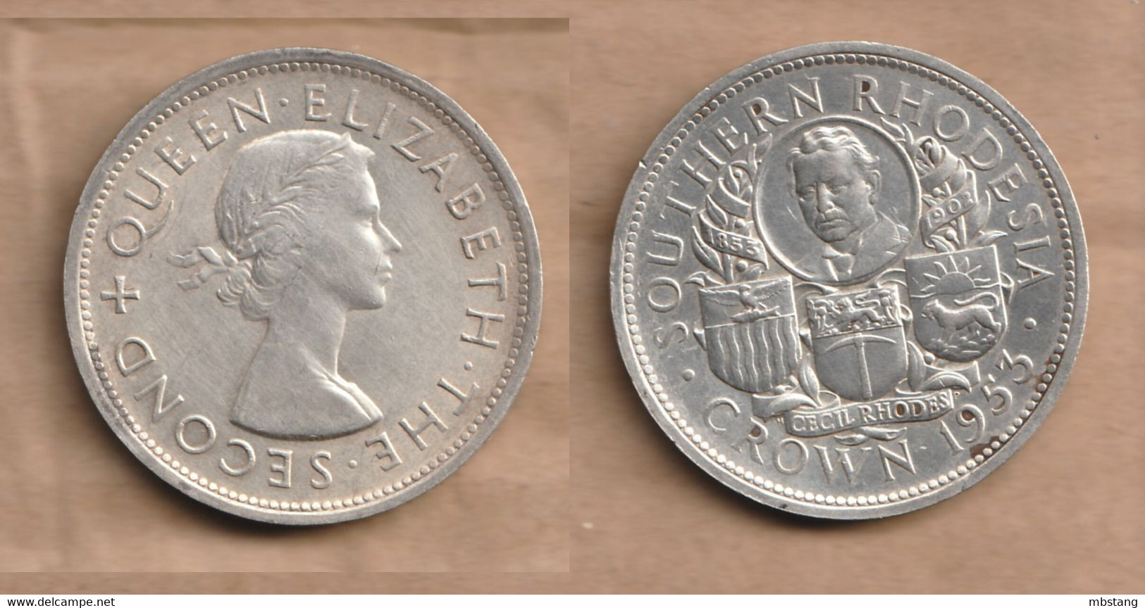 SOUTHERN RHODESIA  1 Crown -  (Cecil Rhodes) 1953  Silver (.500) • 28.28 G • ⌀ 38.5 Mm KM# 27 - Rhodesia