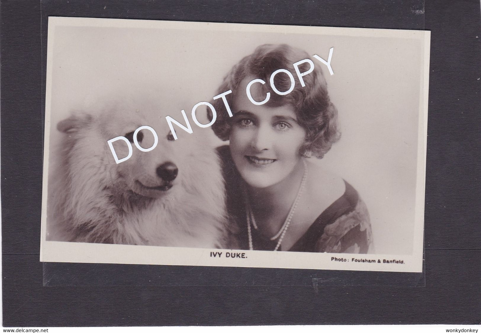 Ivy Duke & Dog.    Actress.   Picturegoer  Series.    (Card Number 40a).    RPPC. - Actores