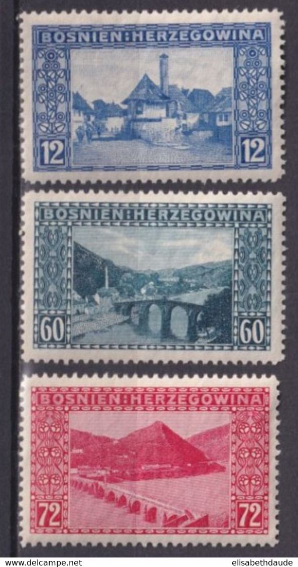 BOSNIE HERZEGOVINE - 1912 - SERIE COMPLETE YVERT N°61/63 * MLH - COTE = 34 EUR. - Bosnien-Herzegowina