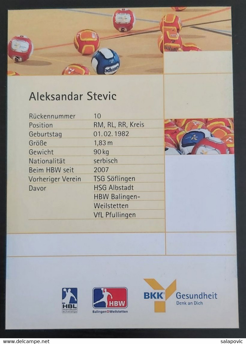 Aleksandar Stevic  HBW Balingen-Weilstetten Handball Club   SL-2 - Handball