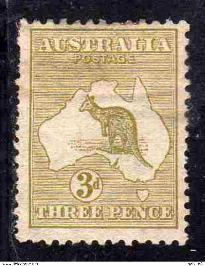 AUSTRALIA 1913 KANGAROO MAP CANGURO CARTINA GEOGRAFICA 3p MH - Ungebraucht