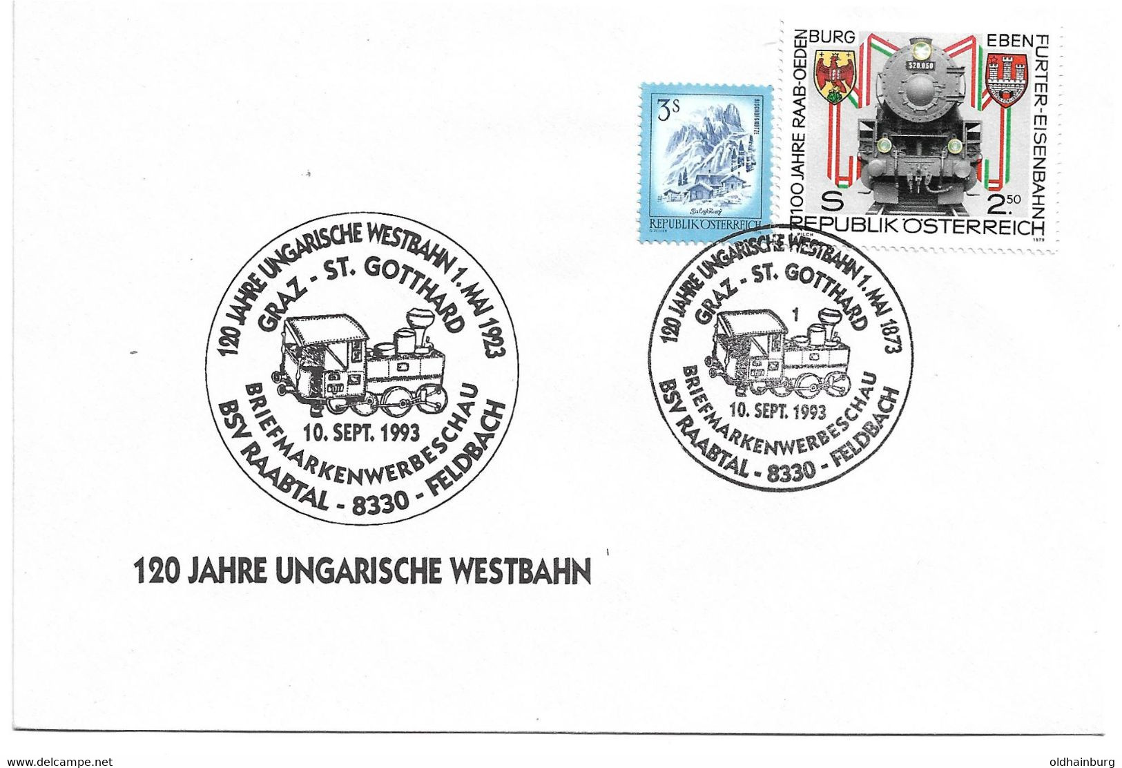 2135r: Sonderstempel Eisenbahn 8330 Feldbach, Ungarische Westbahn 1993 - Feldbach