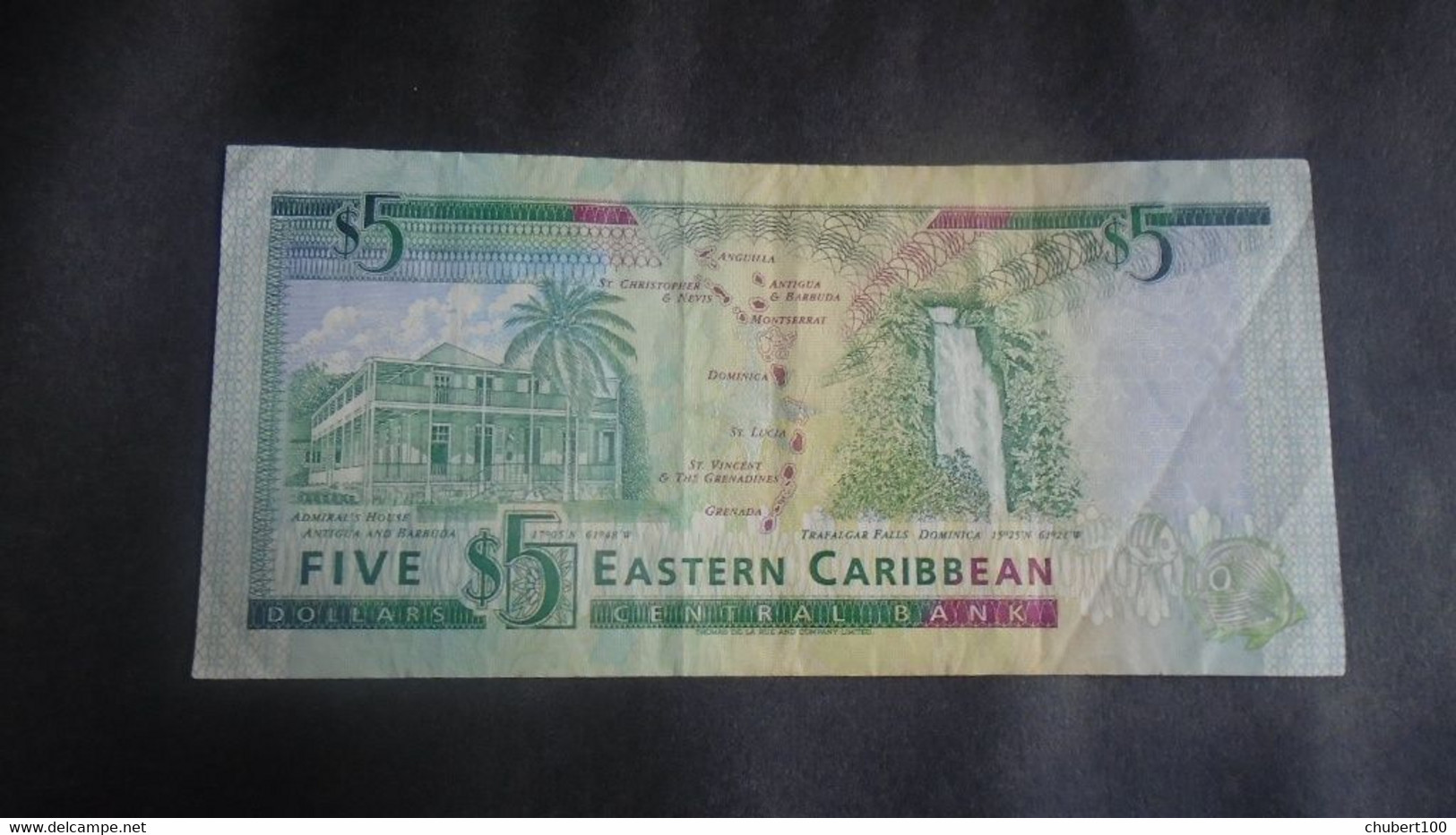 EAST CARIBBEAN  ,   P 26k + 26v, 5 Dollars , ND 1993, VF/EF UNC - Oostelijke Caraïben