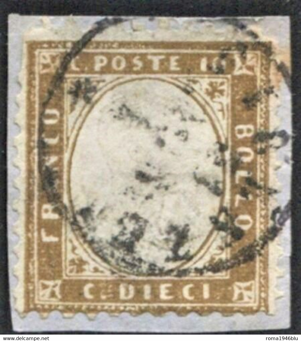 REGNO 1862 C. 10 SU FRAMMENTO SASSONE N. 1 USATO  F.TO  ALBERTO DIENA - Gebraucht