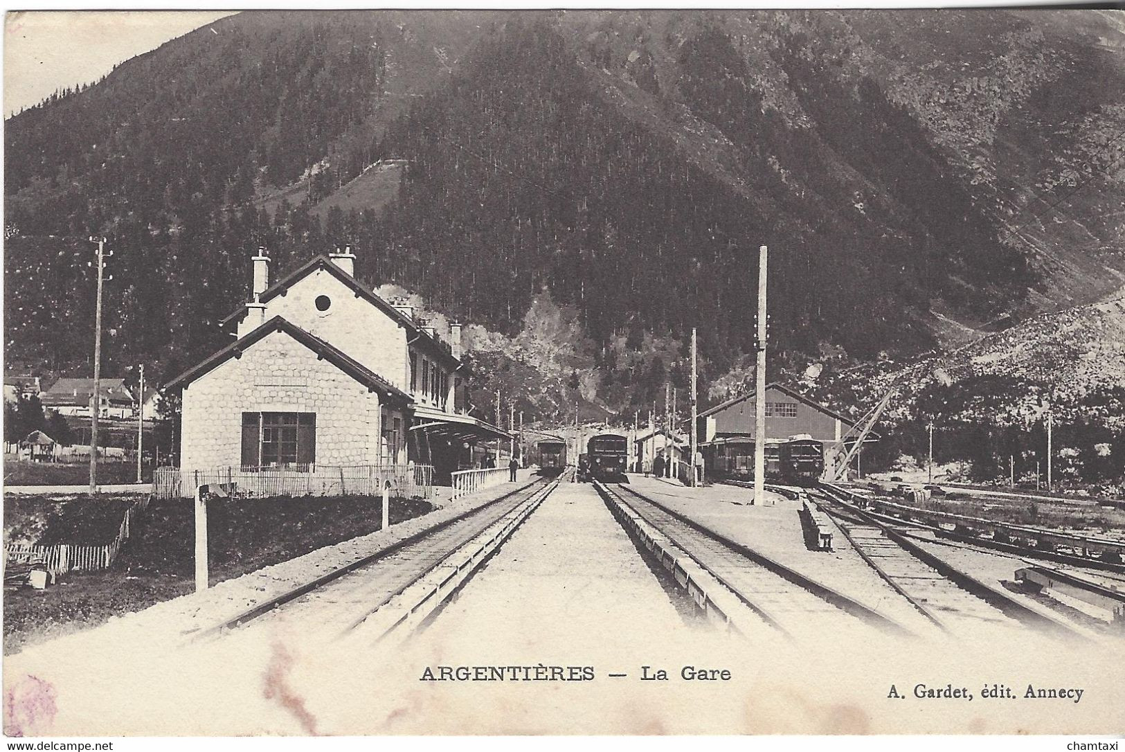 74 GARE D ARGENTIERE TRAINS EN GARE  LIGNE DE TRAIN PLM SNCF VALLEE DE CHAMONIX MONT BLANC ED GARDET - Stations With Trains