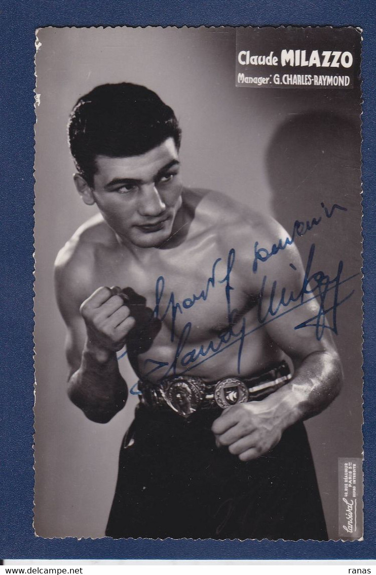 CPSM BOXE Autographe De Claude Millazzo Signature à L'encre Boxe Boxeur - Autres & Non Classés