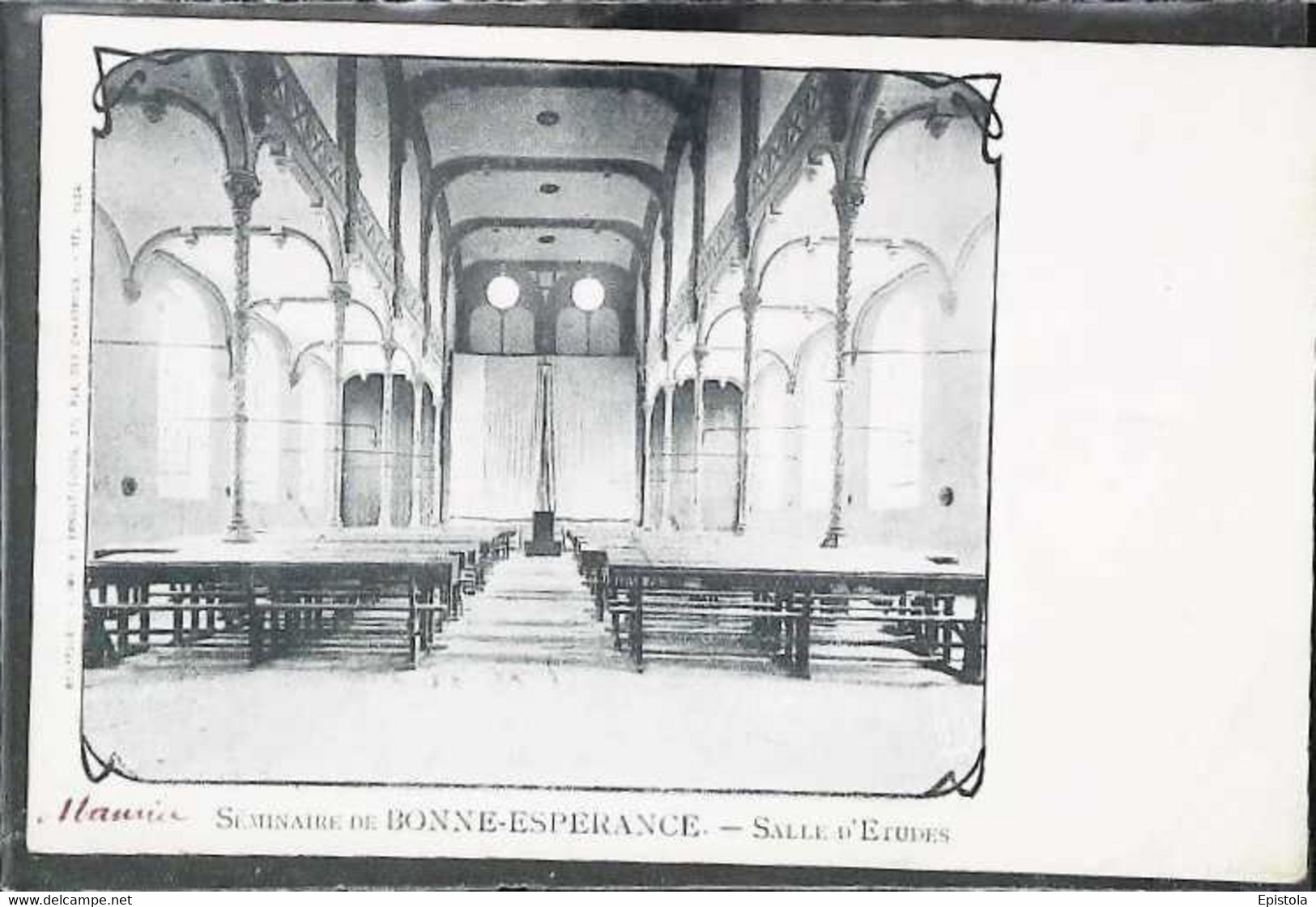 ►  VELLEREILLE Les BRAYEUX (Estinnes) Salle D'études - Séminaire   CPA 1903 Usure Et Pli En Coin   (timbre 1 C Belgique) - Estinnes