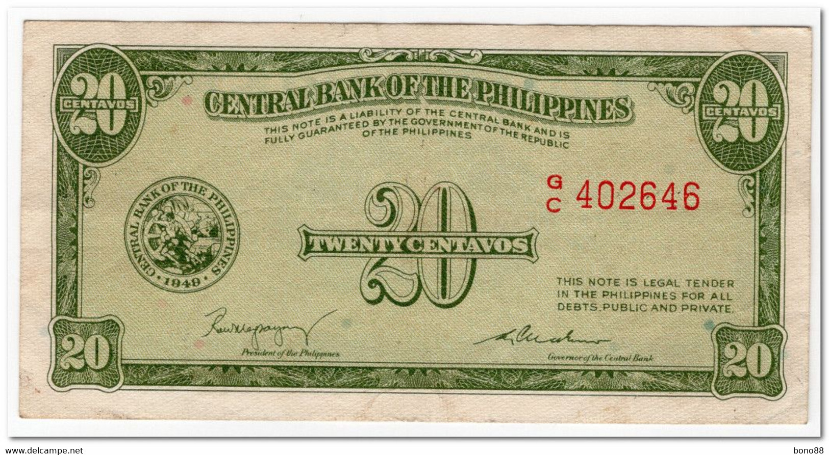 PHILIPPINES,20 CENTAVOS,1949,P.130,XF - Philippines