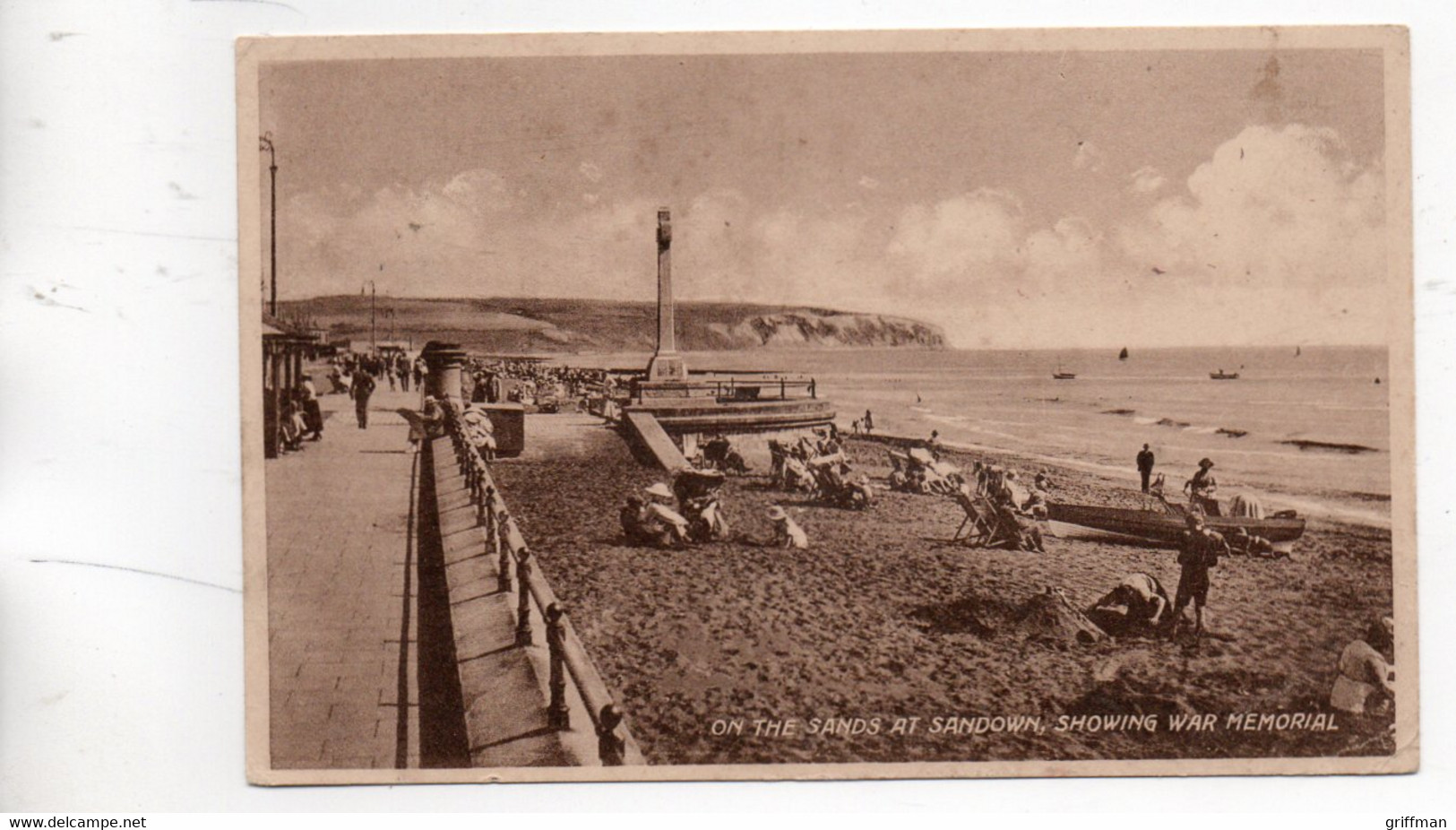 ON THE SANDS AT SANDOWN SHOWING WAR MEMORIAL 1923 - Sandown