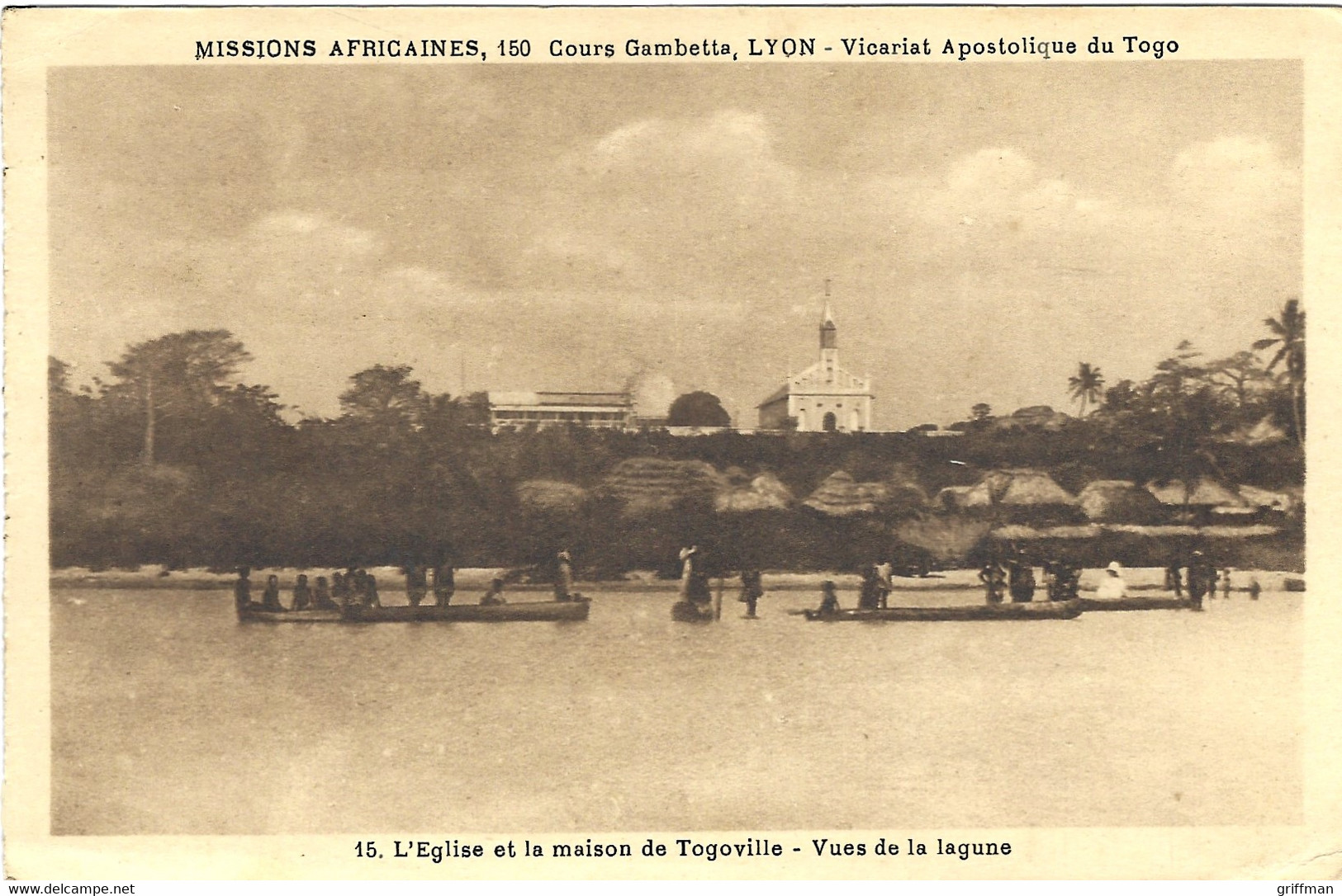 L'EGLISE ET LA MAISON DE TOGOVILLE VUES DE LA LAGUNE  VICARIAT APOSTOLIQUE MISSIONS AFRICAINES  TBE - Togo