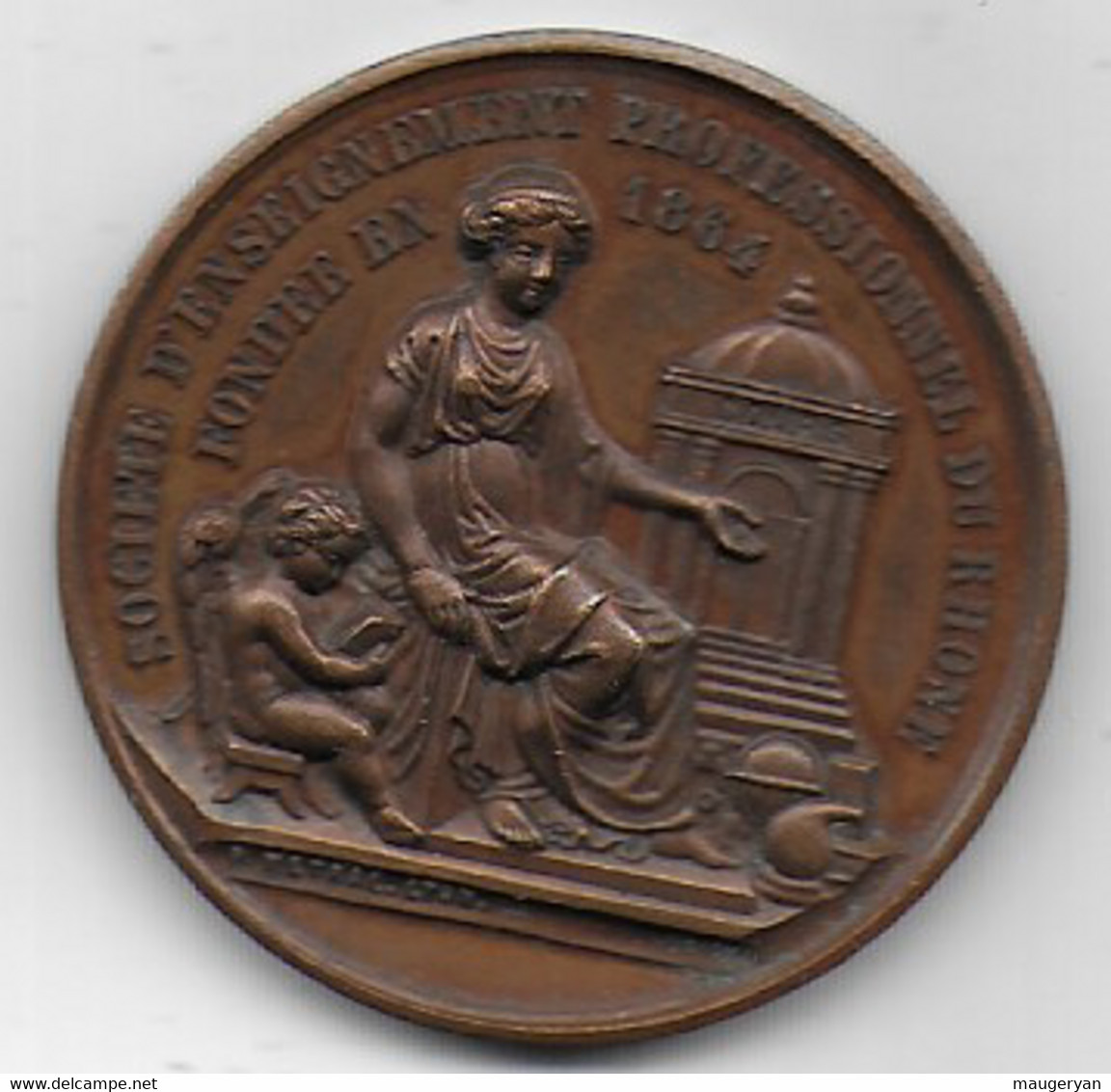 Société D'Enseignement Professionnel Du Rhone - Couture -  Très Belle Médaille Attribuée En 1887 - Professionnels / De Société