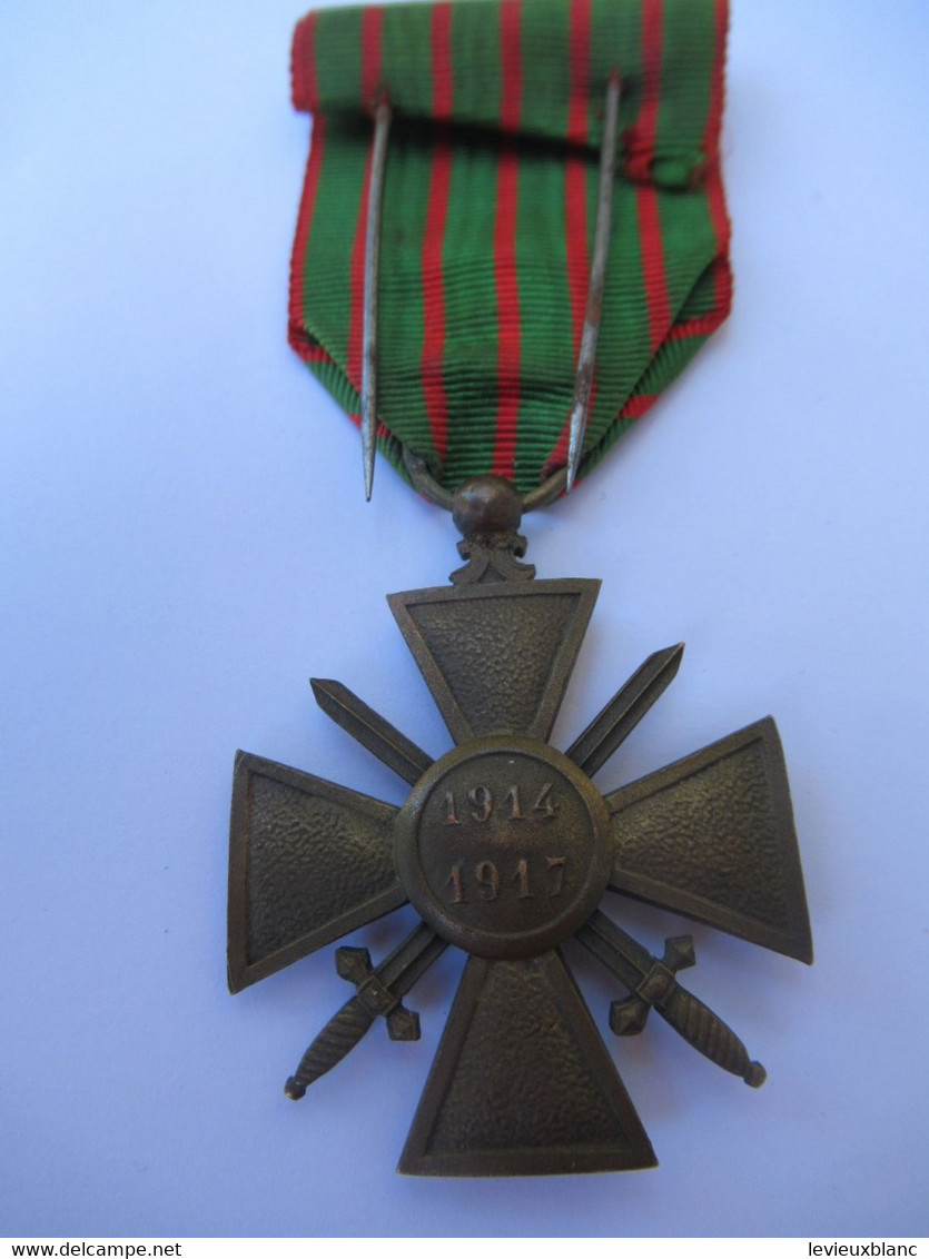 Médaille Ancienne / R F / CROIX De GUERRE / Avec Citation (manque L'étoile)  /1914-1917             MED413 - 1914-18