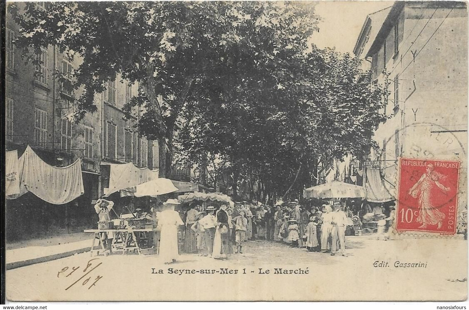 D 83. LA SEYNE SUR MER. .. PLACE LOUIS BLANC.  LE MARCHE  CARTE ECRITE - La Seyne-sur-Mer