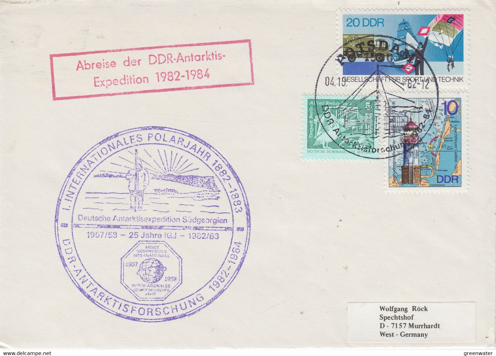 DDR 1982 Abreise Der DD-Antarktiis Expedition & Inter. Polarjahr Cover Ca Potsdam 4-10-1982 (DD181) - Internationales Polarjahr