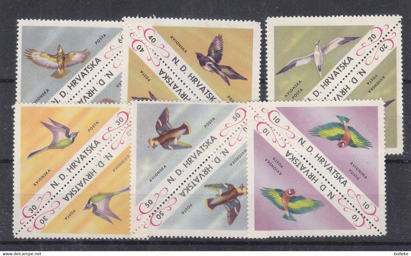 Oiseaux - Croatie - 12 Timbres ** - émission Gouvernement En Exil - Spatzen