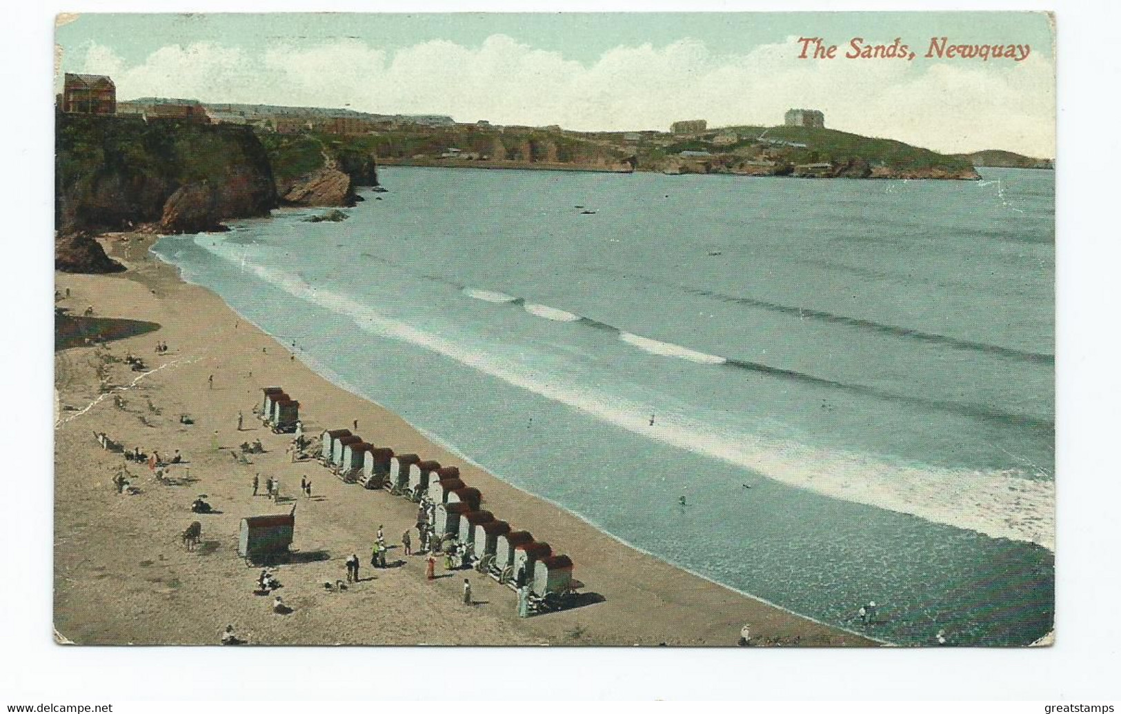Postcard Newquay The Sands Posted 1913 Downey Head Valentine's - Newquay