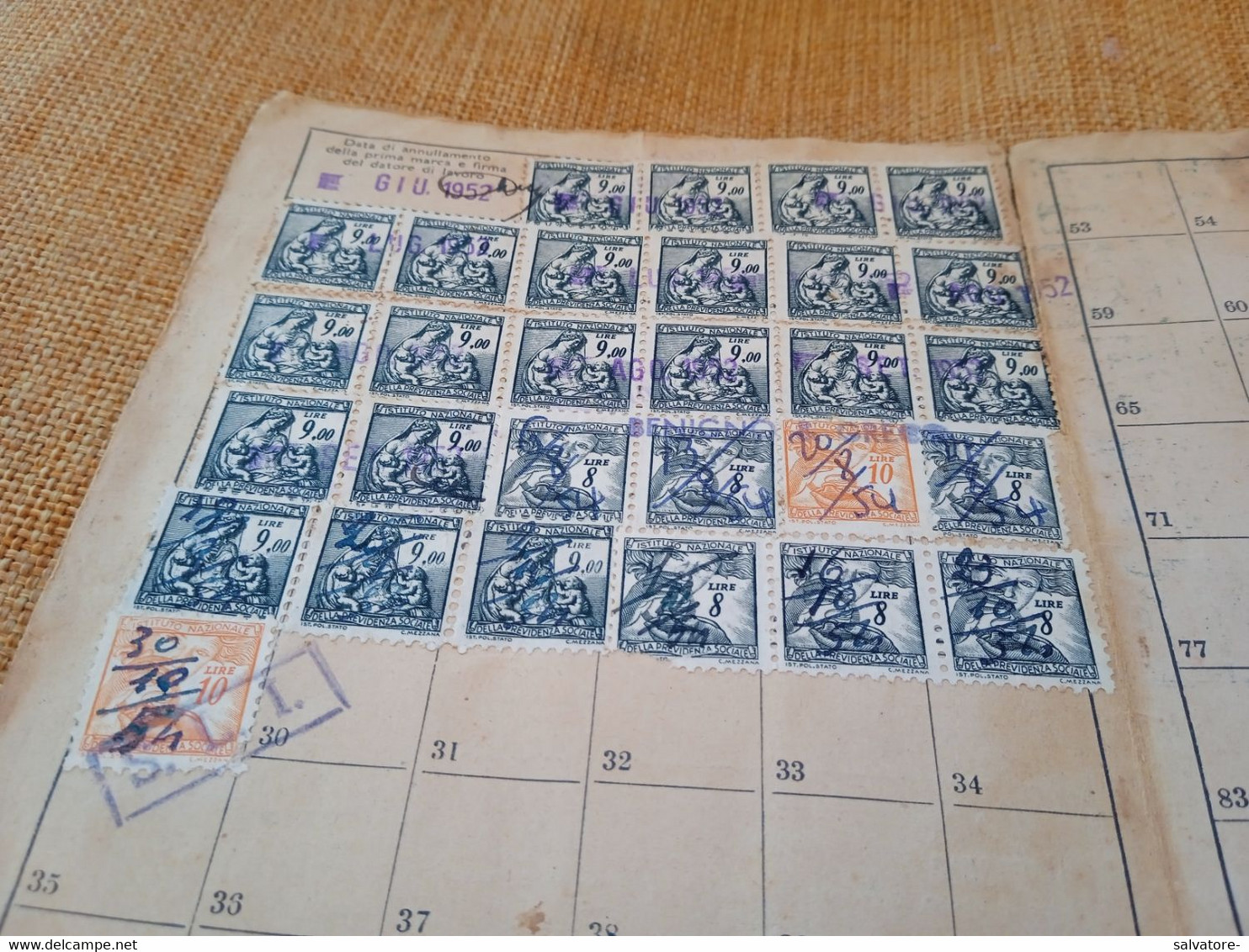 TESSERA INPS ANNI 50 - Revenue Stamps