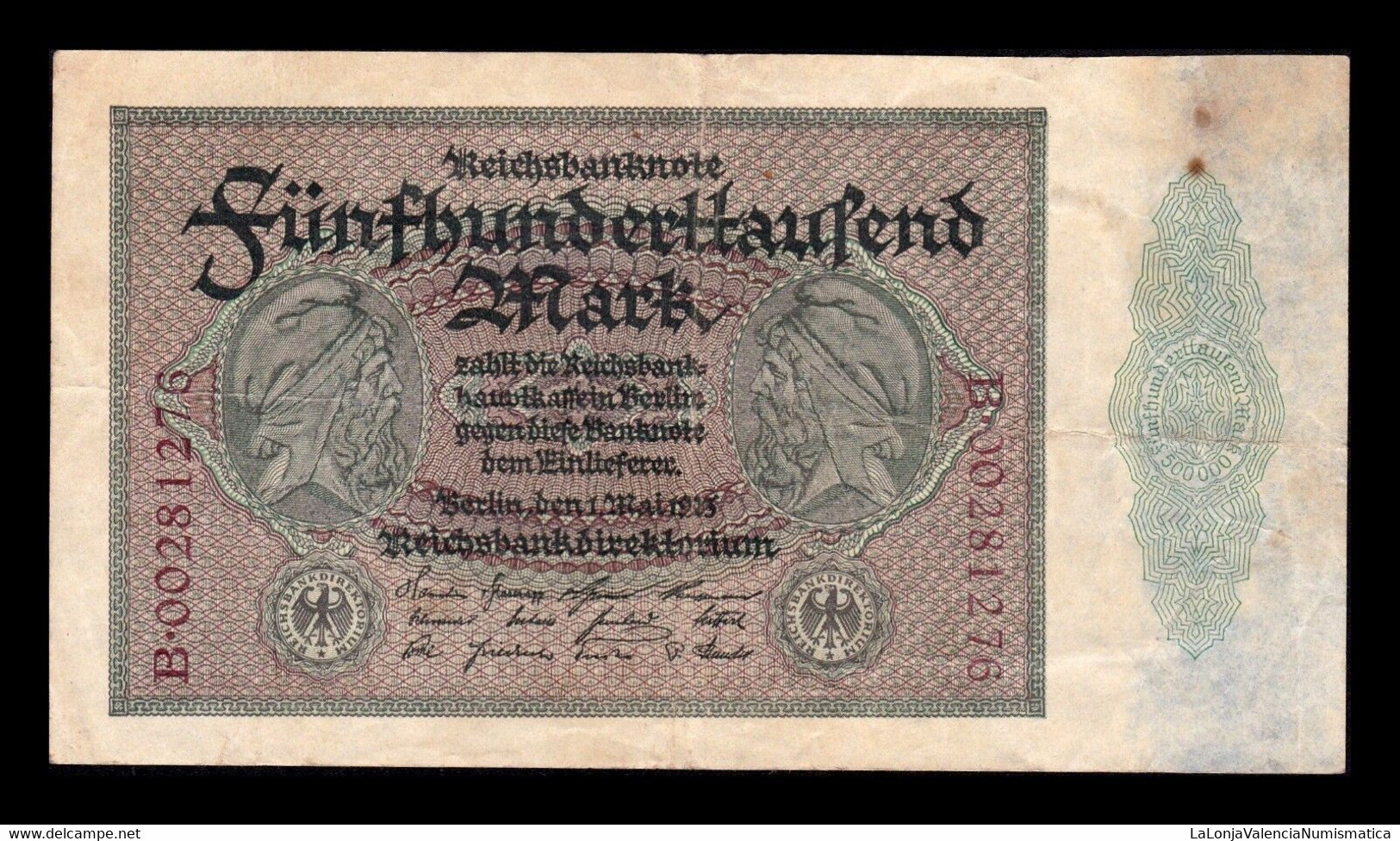 Alemania Germany 500000 Mark 1923 Pick 88a T. 276 BC/+ F/+ - 500000 Mark