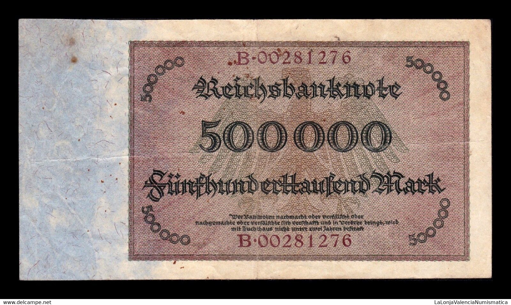 Alemania Germany 500000 Mark 1923 Pick 88a T. 276 BC/+ F/+ - 500000 Mark