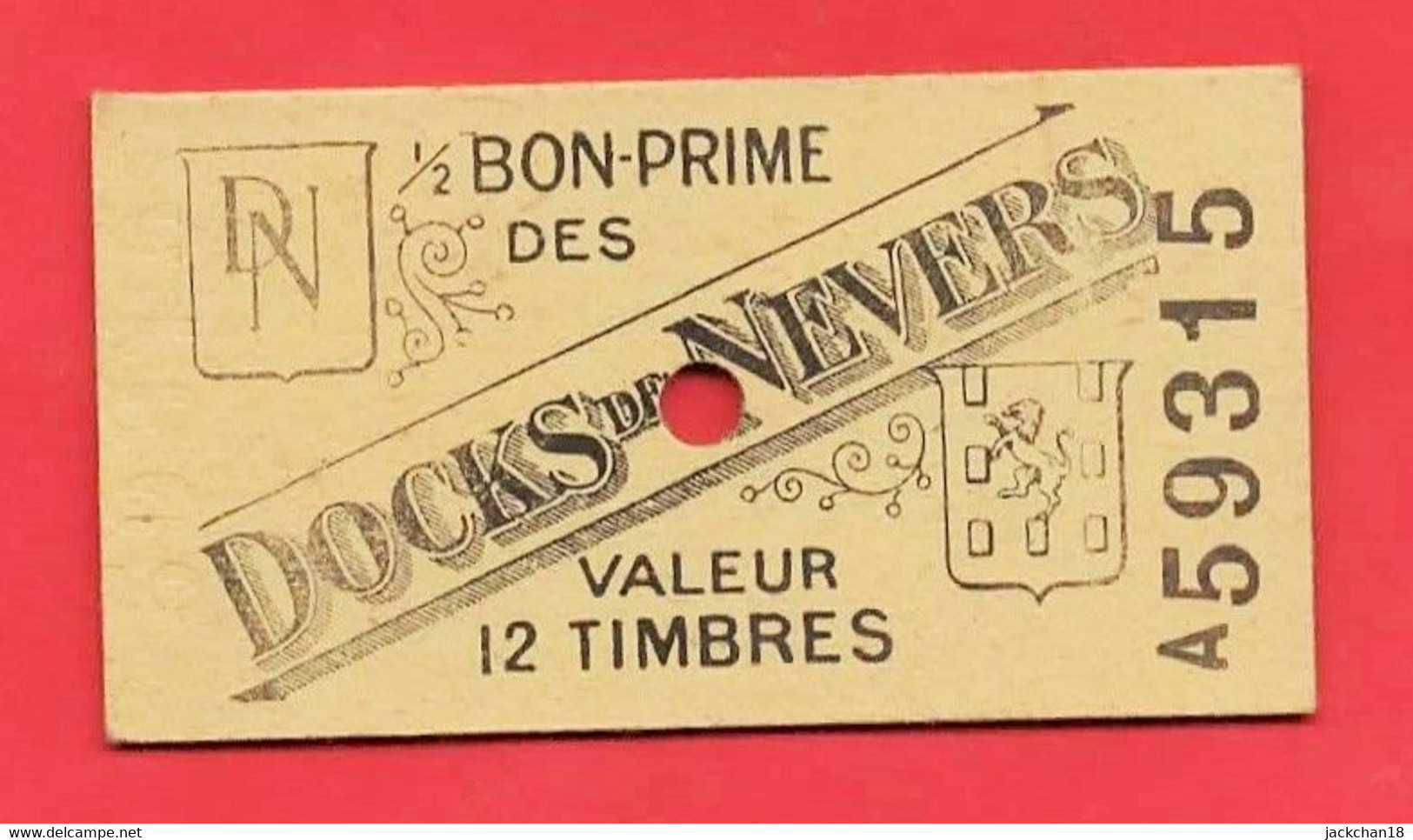 -- MONNAIE NECESSITE CARTON / BON-PRIME Des DOCKS De NEVERS / VALEUR 12 TIMBRES -- - Monétaires / De Nécessité