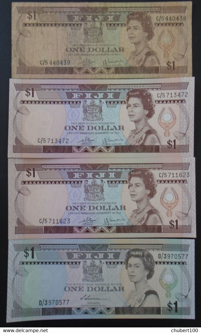 FIJI ,  P 76 + 86 , 1 Dollar , ND 1980 1987, VG + UNC, 4 Notes - Fidji