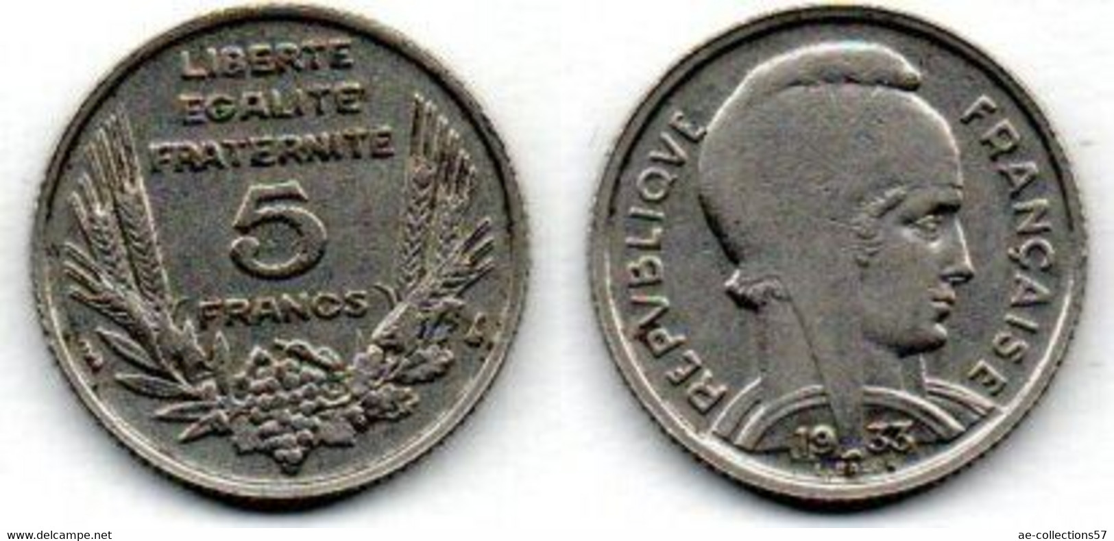 5 Francs 1933 TTB - Altri & Non Classificati
