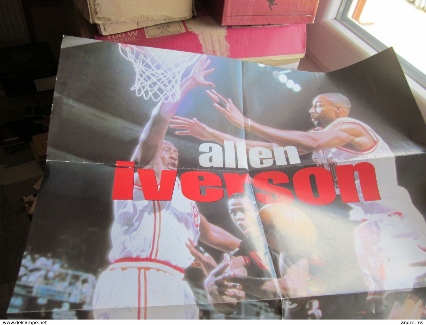 Old Poster Plakat Allen Iverson 76 Ers FIBA Basketball 80x60 Cm - Sonstige & Ohne Zuordnung