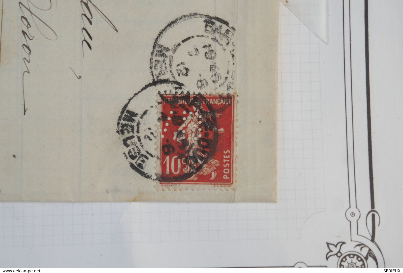 AZ6  FRANCE   BELLE LETTRE  PERFIN 1912  BAR LE DUC   A OLORON +SEMEUSE 10C PERFORéS++  + AFFRANCH. PLAISANT - Briefe U. Dokumente