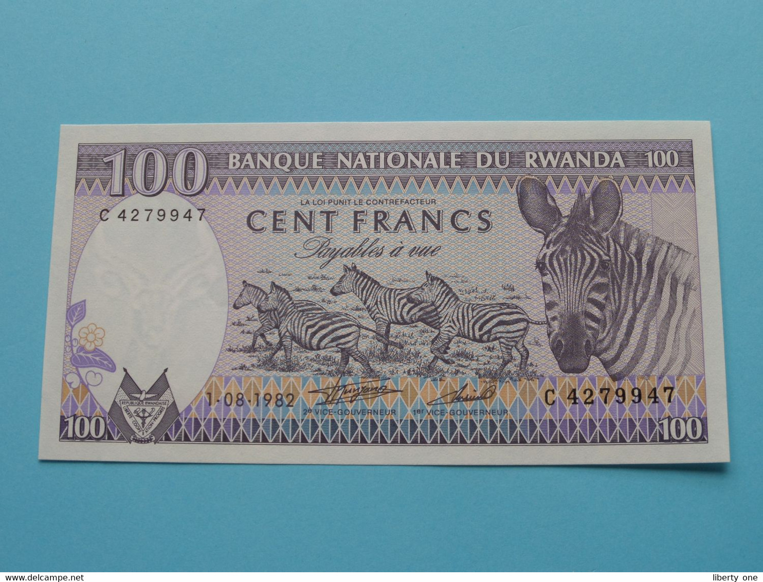 100 - Cent Francs - 1982 ( C4279947 ) Banque Nationale Du RWANDA ( For Grade, Please See Photo ) UNC ! - Rwanda