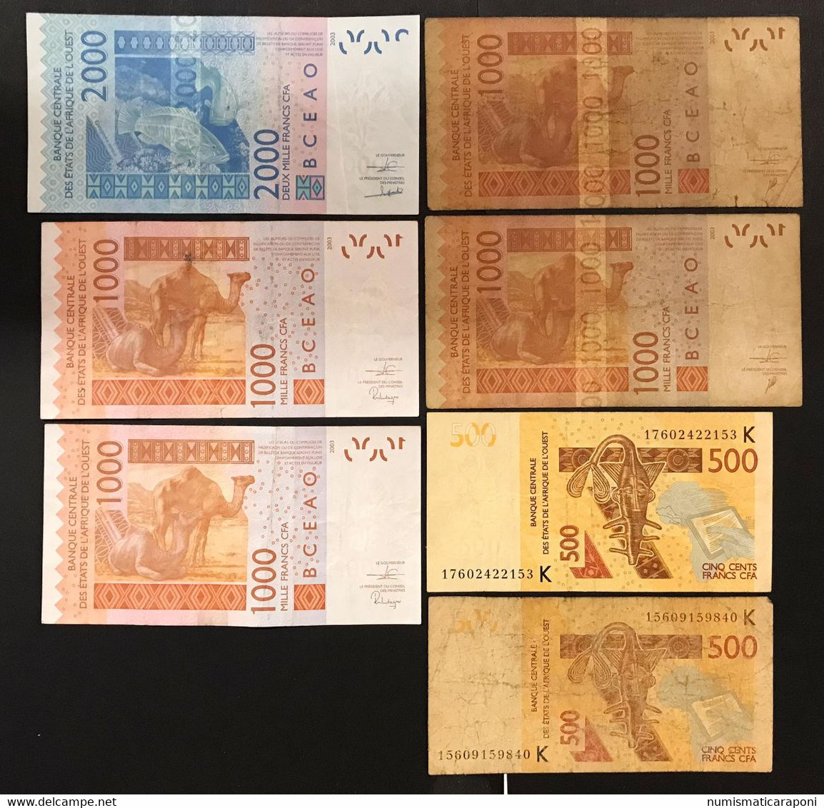 Senegal Ouest Africa 7 Banconote 7 Notes Lotto.4048 - Senegal