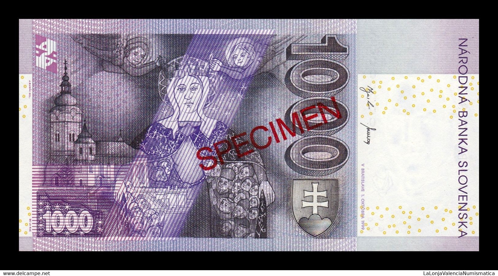 Eslovaquia Slovakia 1000 Korun 1999 Pick 32s Specimen SC UNC - Slovakia