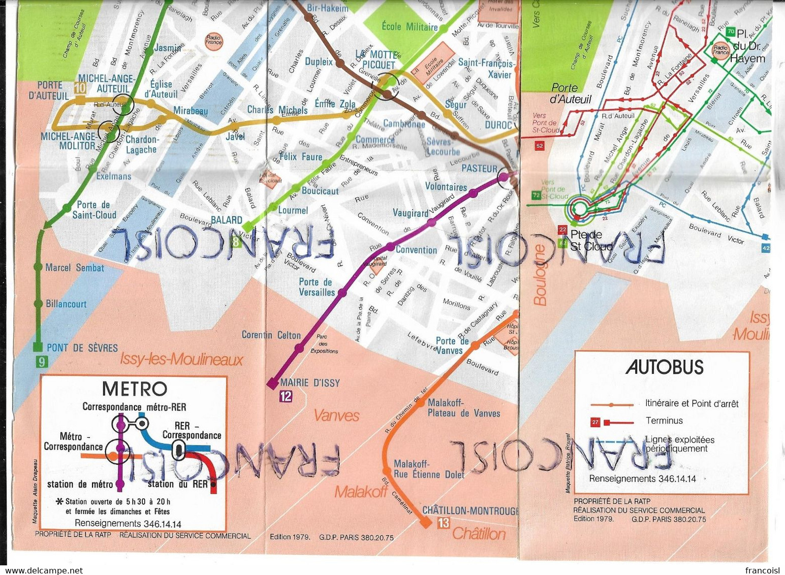 Paris. Plans Métro Autobus RATP 1979 - Europe