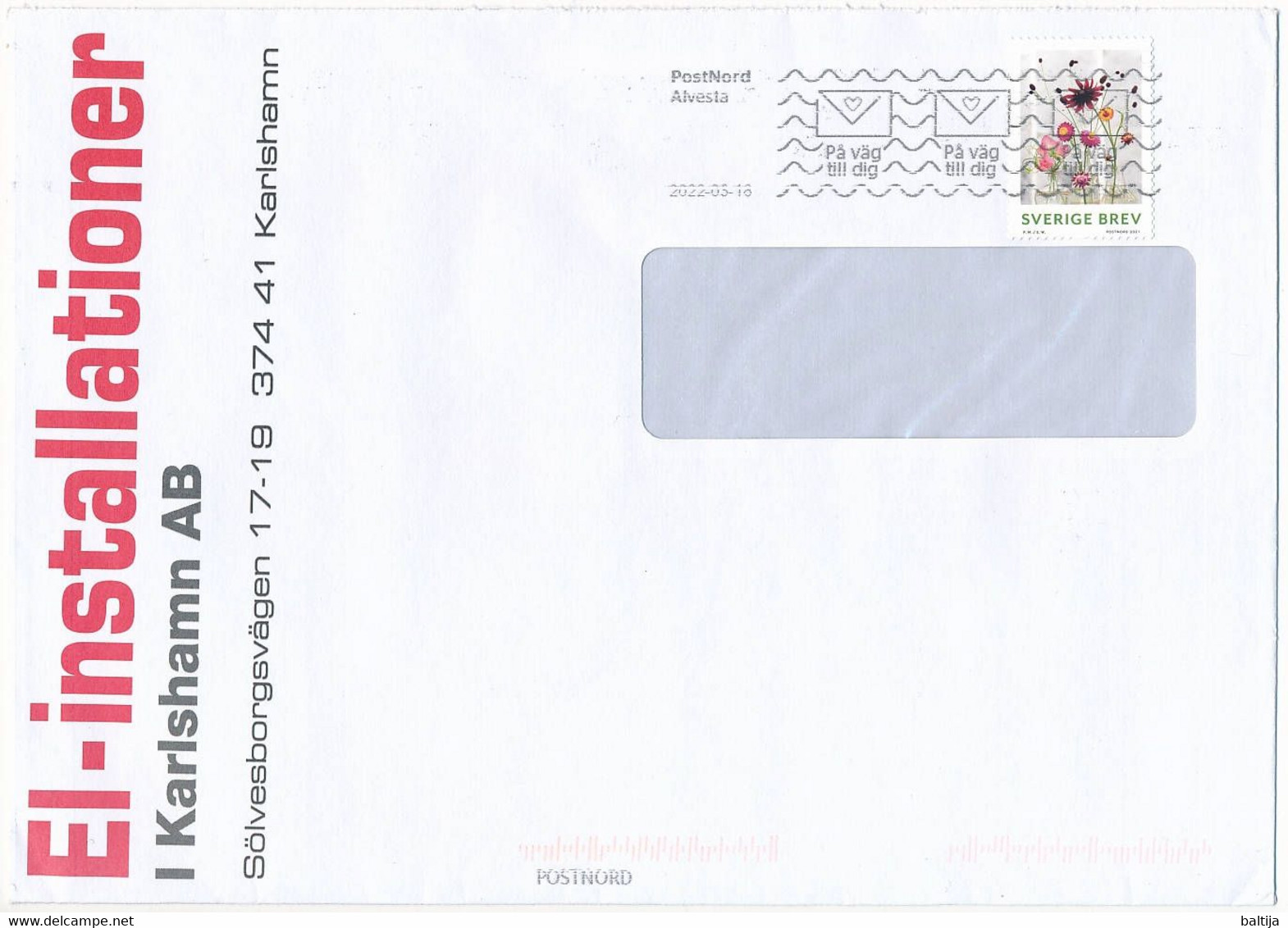 Mi 3383 Solo Domestic Cover / Flowers - 18 March 2022 Alvesta - Lettres & Documents