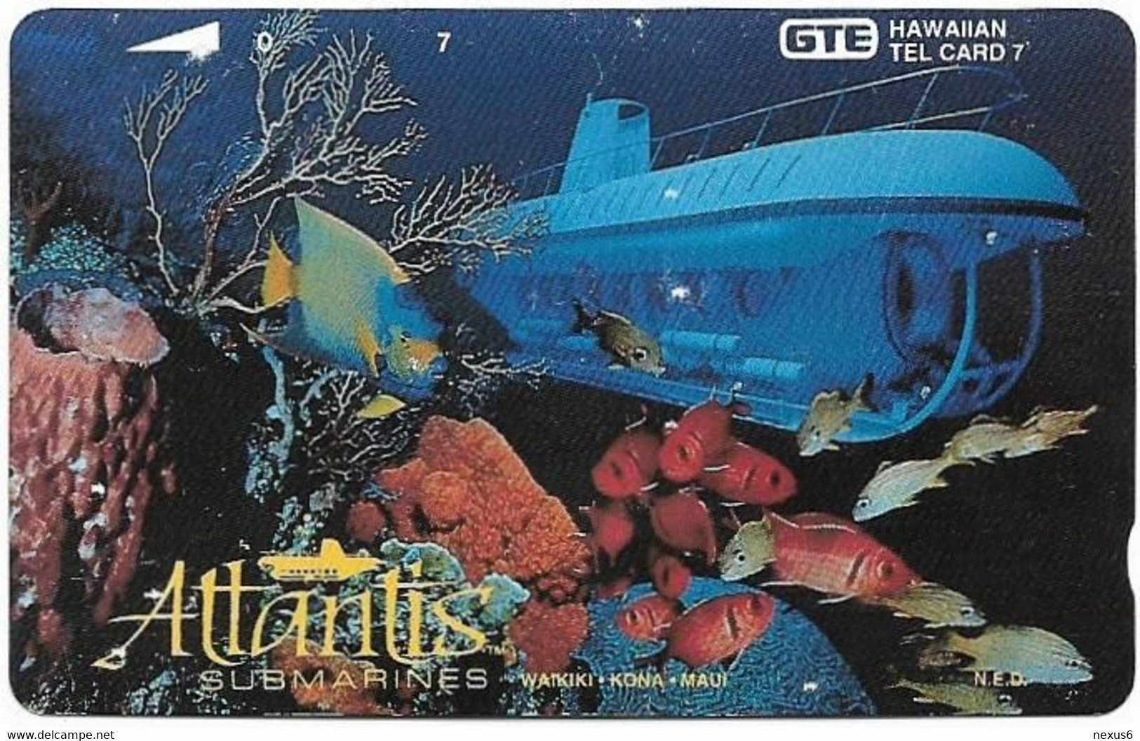 Hawaii - GTE (Tamura) - Atlantis Submarines, 12.1993, 7Units, 2.500ex, Mint - Hawaii