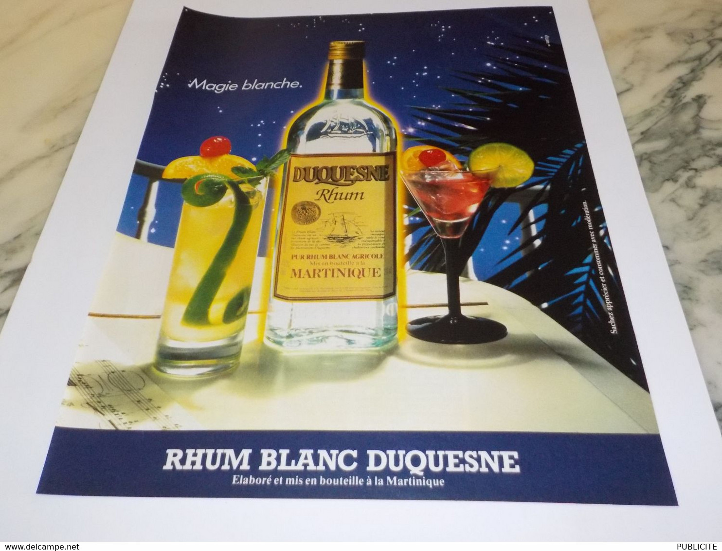 ANCIENNE PUBLICITE  MAGIC BLANC DUQUESNE BLANC RHUM 1984 - Alcools