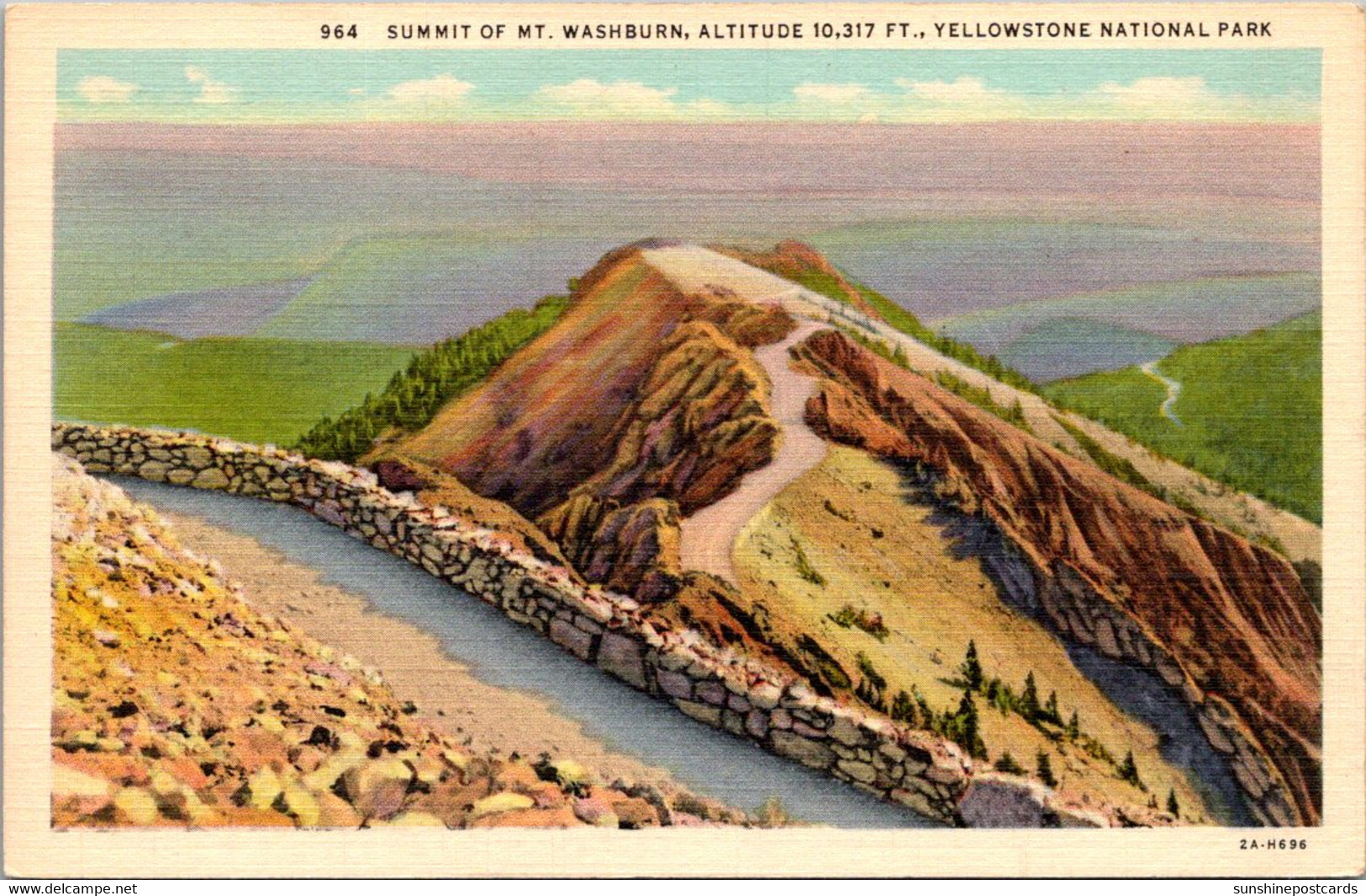 Yellowstone National Park Summit Of Mount Washburn Curteich - USA National Parks