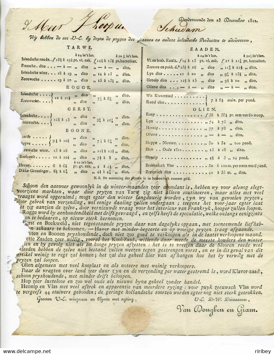 92 TERMONDE (35mm) / Dept Conquis De L'Escaut / Schelde - 23 Dec 1812 - 1792-1815: Départements Conquis