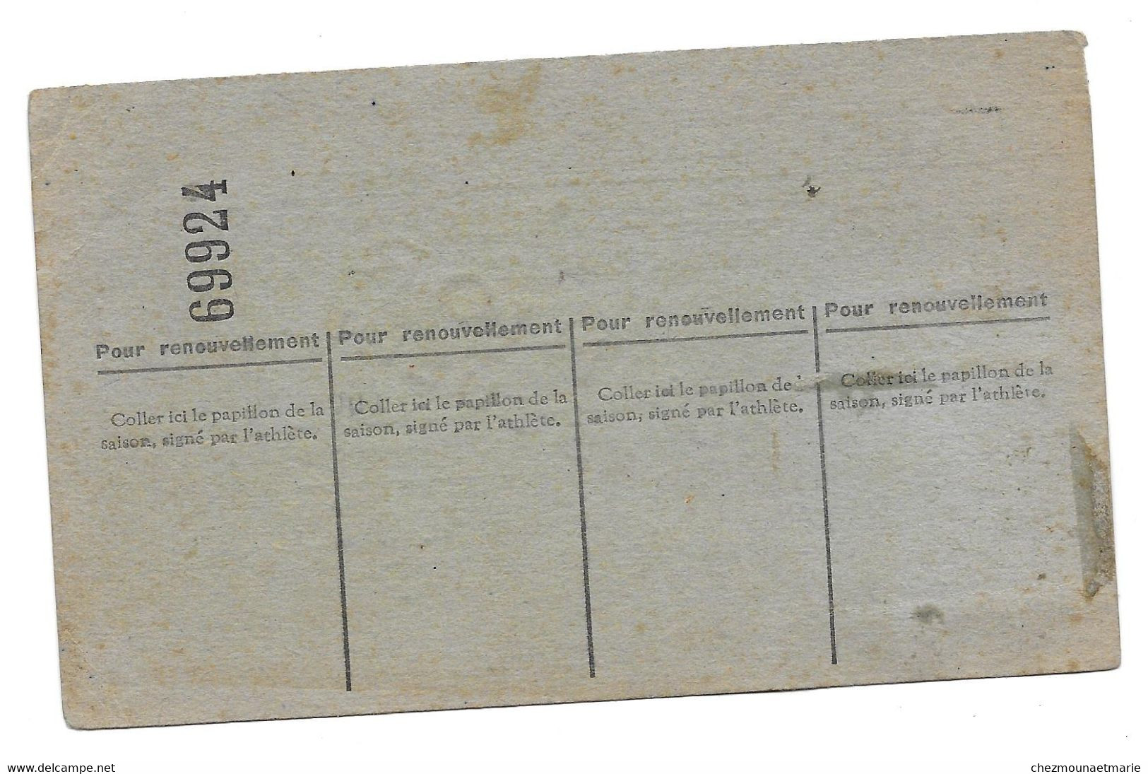 1946 ESPERANCE LEDONIENNE LONS LE SAUNIER FAIVRE ANDRE - CARTE LICENCE ATHLETISME - Historische Dokumente
