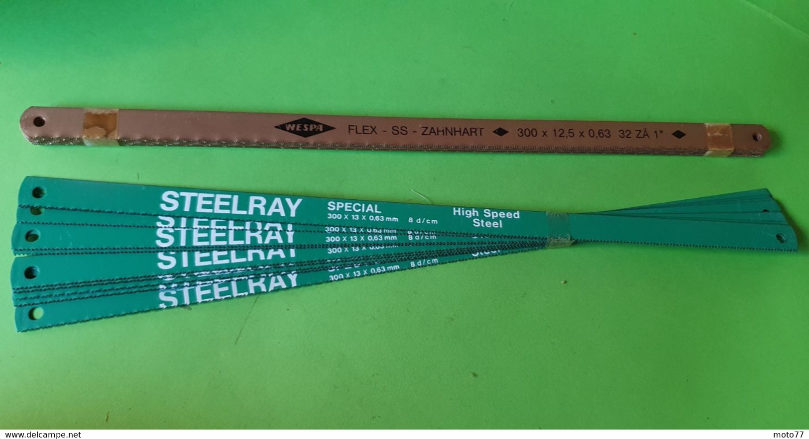 Lot Anciens OUTILS Spécial - 20 LAMES De SCIES à Métaux - Steelray 8 D/cm Et Wespa 32 D/cm - "Neuf De Stock" - Vers 1980 - Autres Appareils