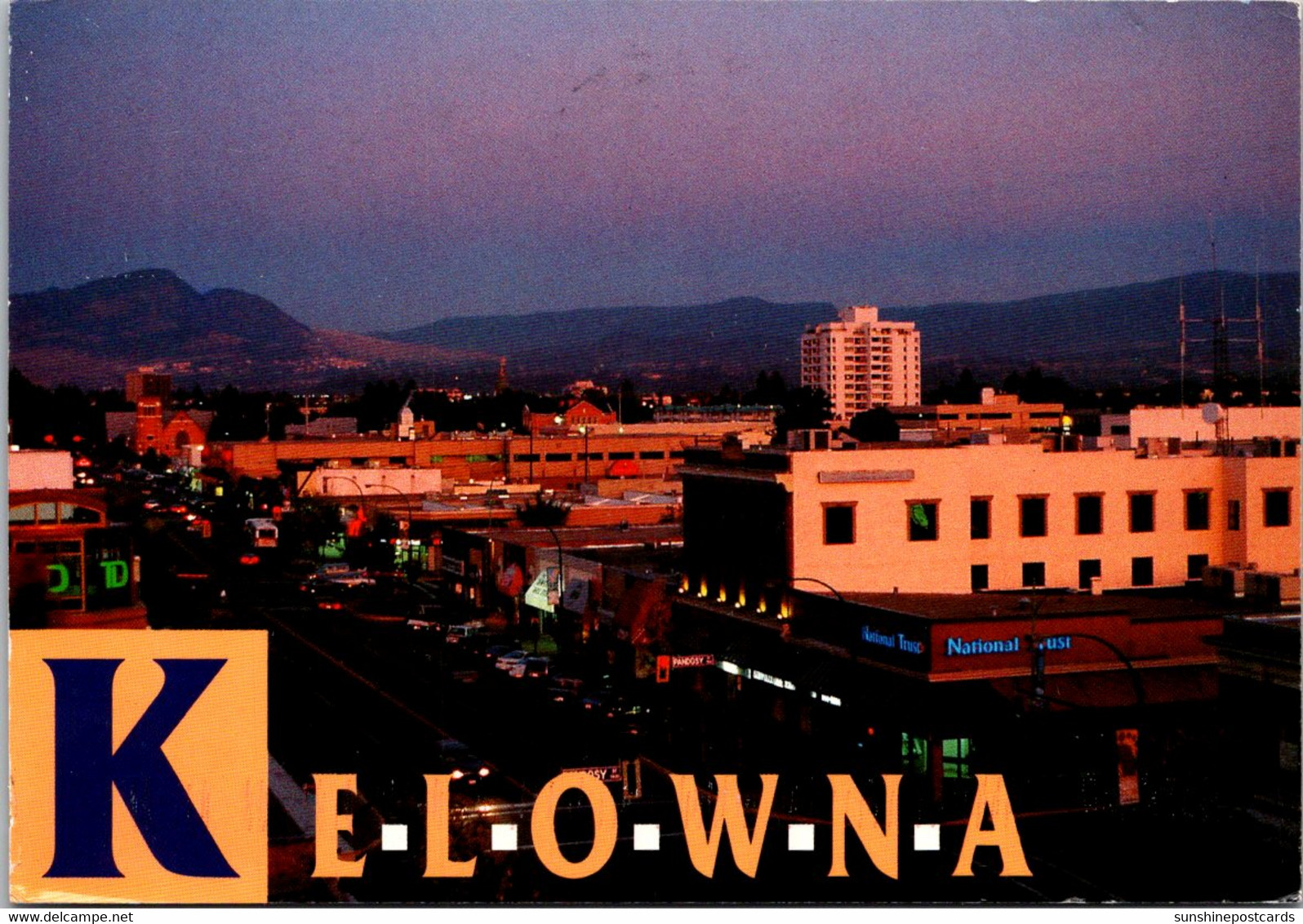 Canada Kelowna Bernard Avenue Looking East At Dusk 1998 - Kelowna