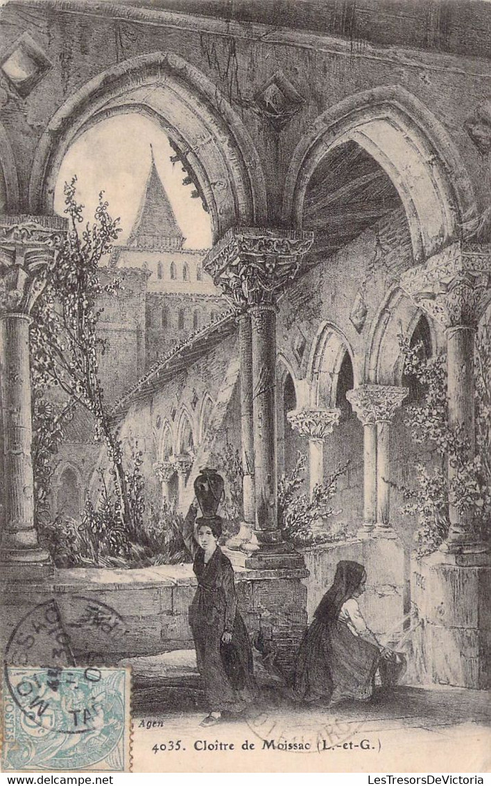 CPA - 82 - MOISSAC - Illustration Du Cloître De Moissac - Fleur - Femmes - Moissac