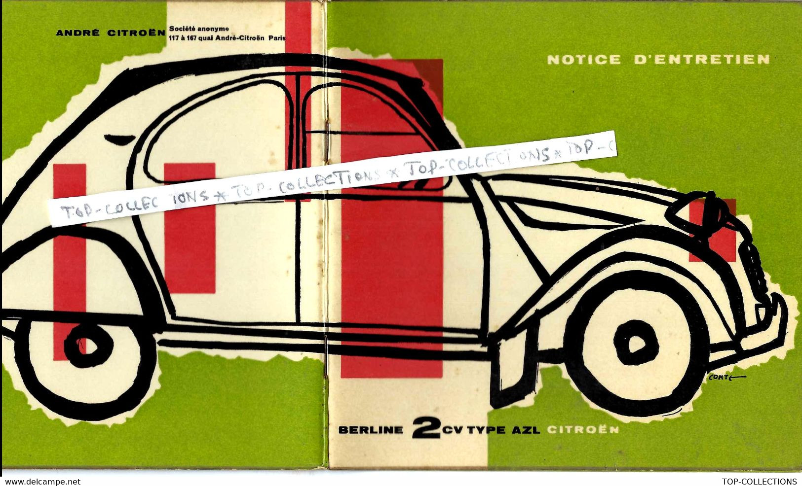 SUPERBE PLAQUETTE CARNET ENTRETIEN 2 CV CITROEN CIRCA 1960 Maquette COULEURS ET DESSINS Par P.M.COMTE ETAT SUPERBE - Pubblicitari