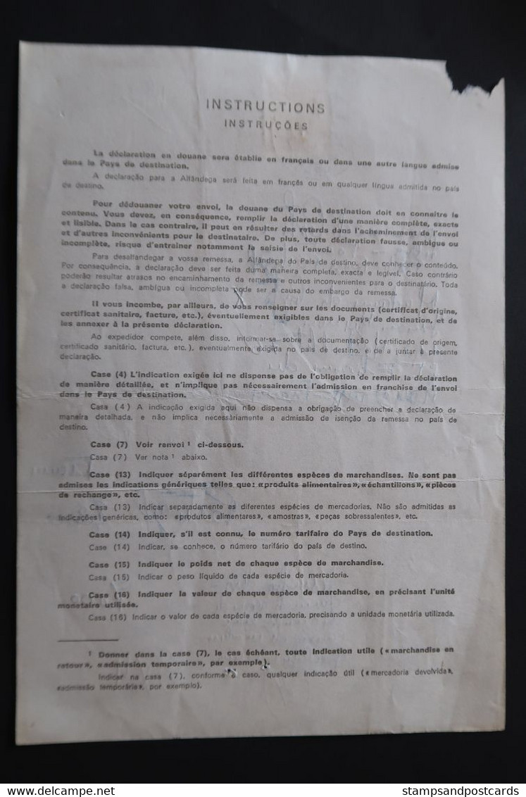 Portugal Declaration Douane Avec Timbre Exportation Vin Prado 1970 Wine Customs Declaration With Stamp - Brieven En Documenten